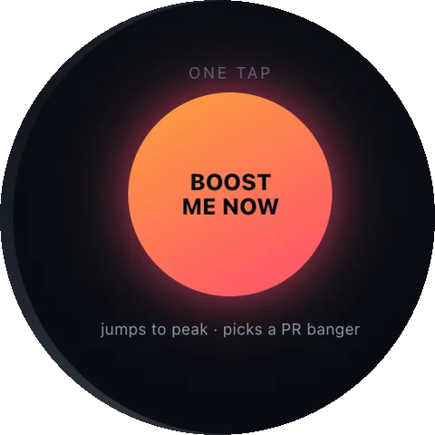PeakBeat watch screen: Watch · boost — Force a peak track, right now.