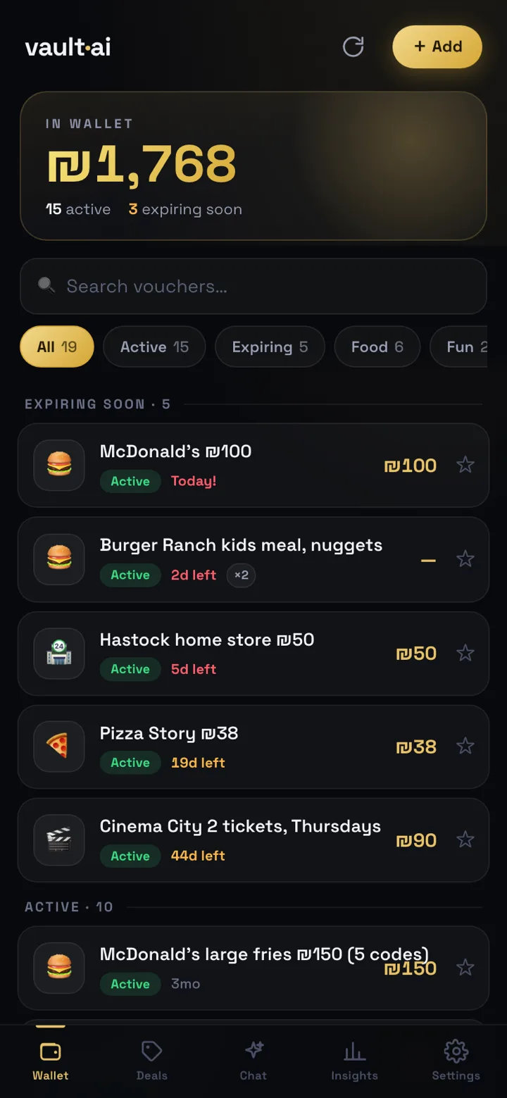 PeakVoucher on a phone: Wallet